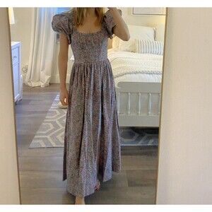 Doen Deia Petit Jardin Dress Women's Size XS Blue & Red Floral Maxi Dress